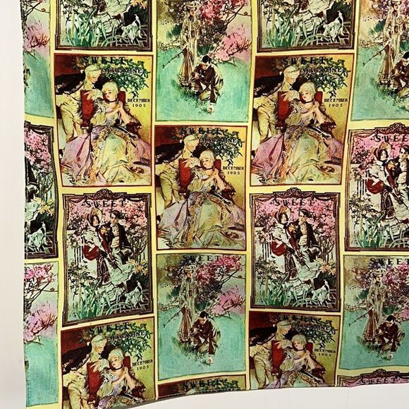 Vtg Renaar-Hollyvogue square polyester scarf with early 1900s pictures or ads - Picture 8 of 12